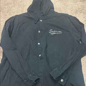 Supreme Black Hooded Shirt Jacket Binc c65
